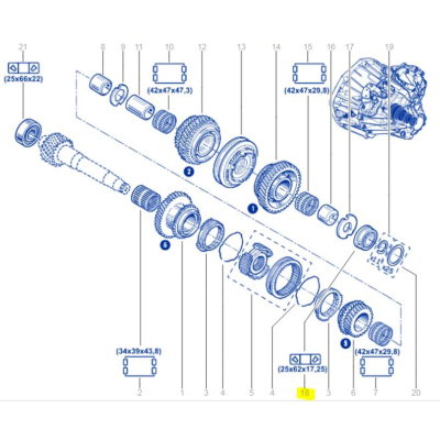 Roulement Ligne Secondaire côté Carter Mécanique boite Mégane 3RS