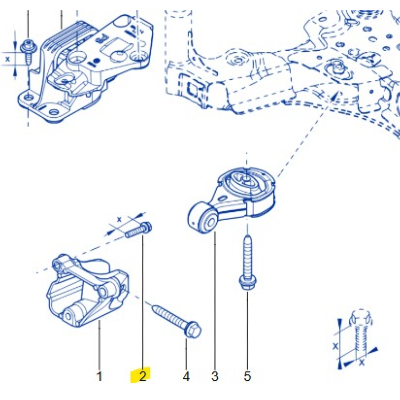 VIS FIXATION SUPPORT ANTI COUPLE MOTEUR INFERIEUR ORIGINE pour Mégane 3 RS