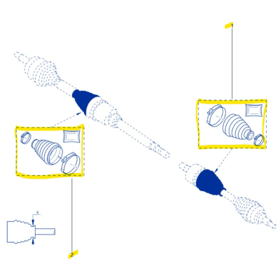 KIT SOUFFLET CARDAN DR OU GH COTE BOITE pour Mégane 2 RS Dci