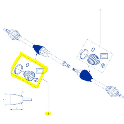 KIT SOUFFLET CARDAN DR COTE BOITE pour Mégane 3 RS