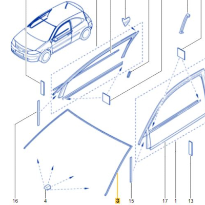 JOINT ENCADREMENT PARE-BRISE Pour Mégane 2RS