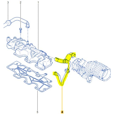 TUYAUTERIE VAPEUR D'HUILE ENTRE DECANTEUR ET DURITE ENTREE TURBO Pour Megane 3RS