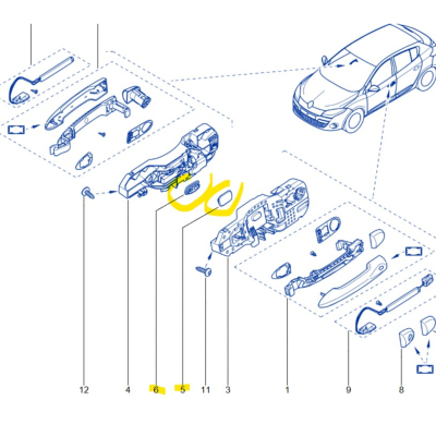 PRISME DE PORTE AVANT pour Mégane 3RS