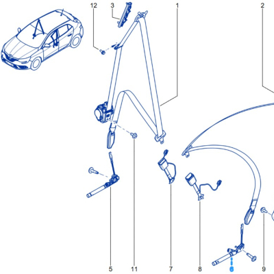 PRETENSIONNEUR BOUCLE AV DR pour Mégane 4RS
