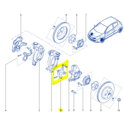 SUPPORT PORTE MOYEU AVANT GH pour Clio 3 RS