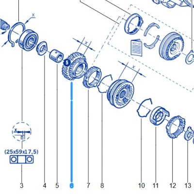 PIGNON FOU 5ème BOITE Twingo 2RS