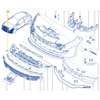 AGRAFE POUR ÉLÉMENT AÉRODYNAMIQUE PARE-CHOCS pour Megane 3RS