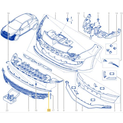 ÉLÉMENT AÉRODYNAMIQUE PARE-CHOCS pour Megane 3RS