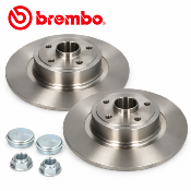x2 DISQUES ARRIERE BREMBO LISSES (Roulement D30) pour Mégane 2RS phase 2 et Clio 3RS 